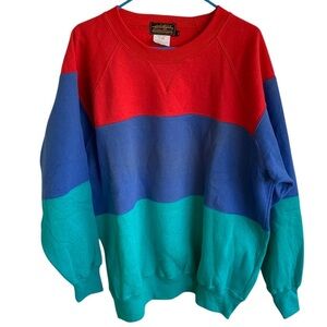 Vintage Eddie Bauer Colorblock Crewneck Sweatshirt Adult XL Mens 90s Sweater